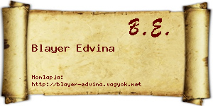 Blayer Edvina névjegykártya